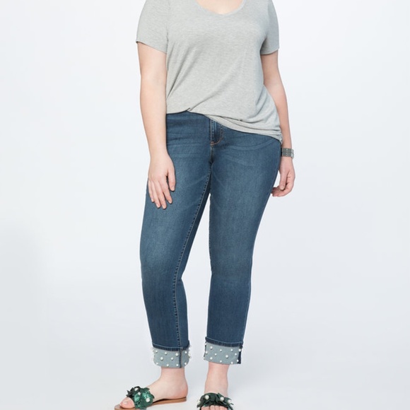 Eloquii Denim - Eloquii Pearl Embellished Cuff Jean
